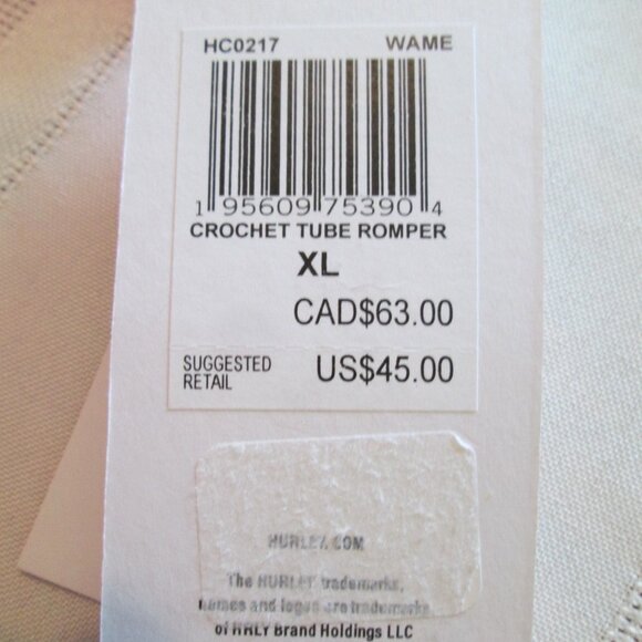 Hurley Juniors' Crocheted Tube Cover-Up Romper NWT Sz XL - Picture 9 of 10
